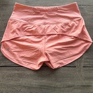 Lululemon speed up high rise short 4” sunny coral
